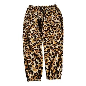 PJ Couture Animal Print Cuffed Fleece Jogger Pants